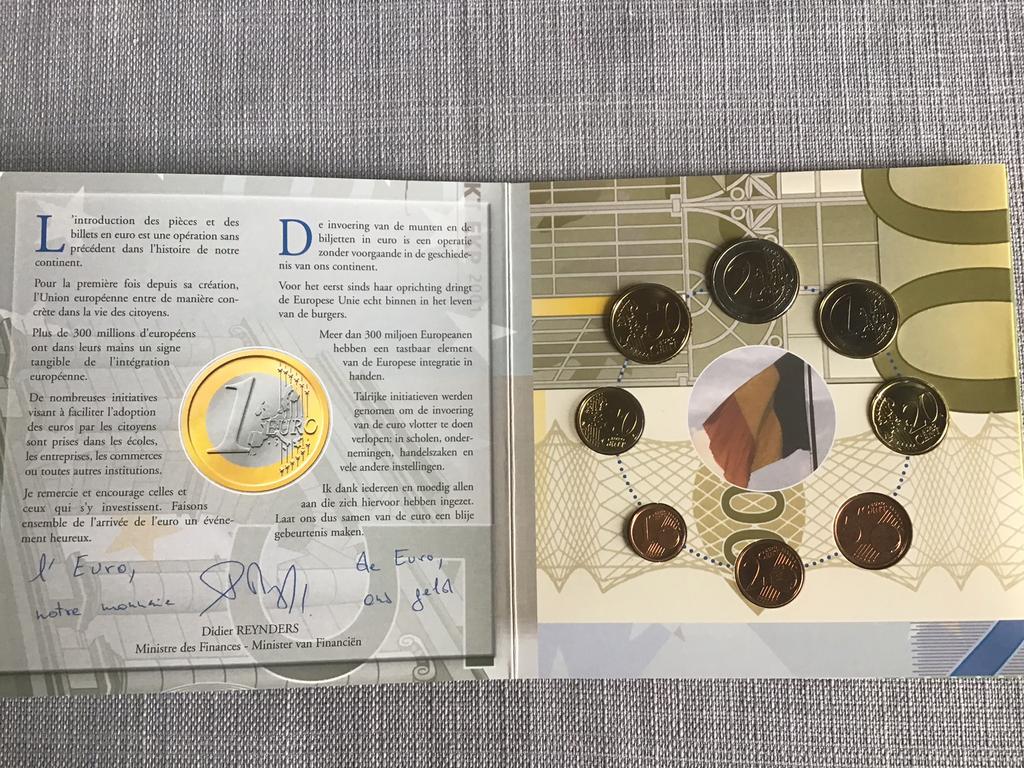 Pièces lancement euro Albert2 1999/2000 pour collection., Postzegels en Munten, Setje