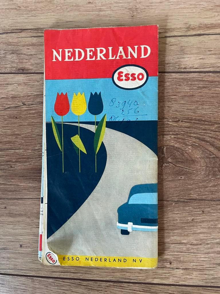 Vintage Esso wegenkaart Nederland, Ophalen of Verzenden, Gelezen, Nederland