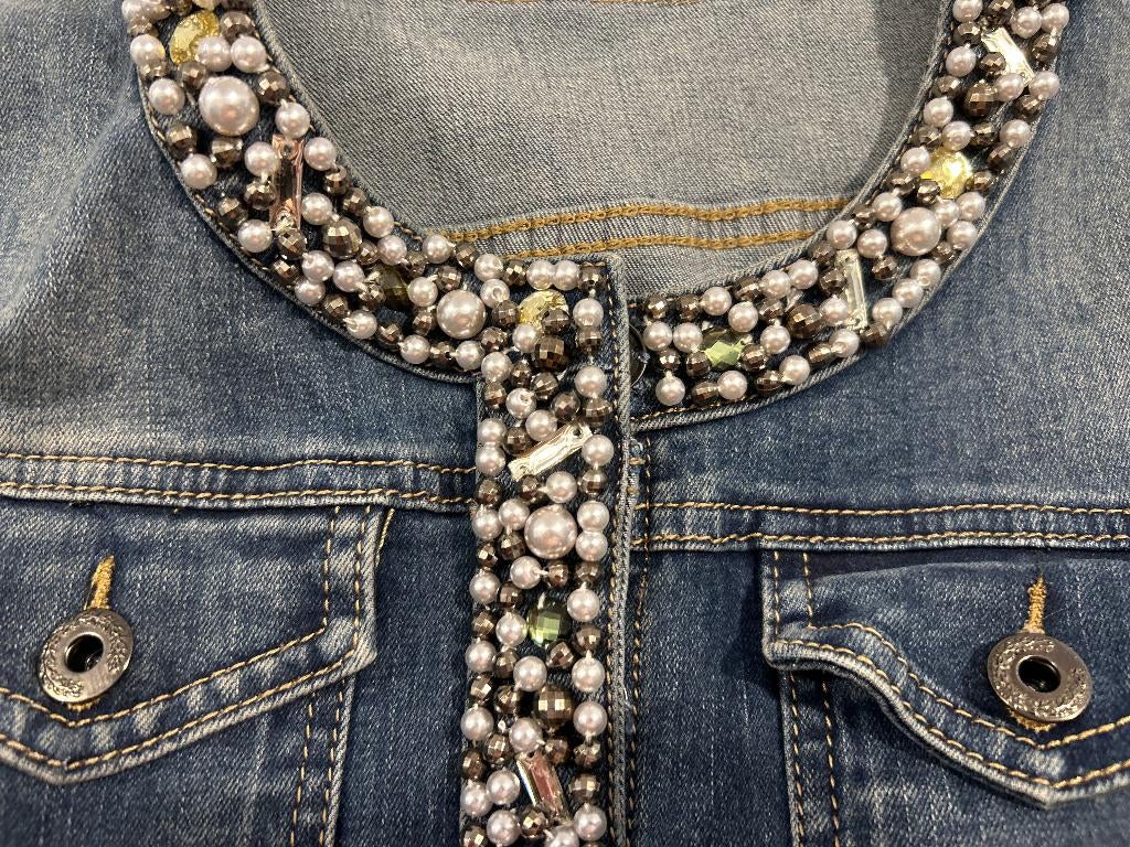 Lola & Liza denimvest met parels, Enlèvement ou Envoi, Lola & Liza, Comme neuf, Taille 34 (XS) ou plus petite