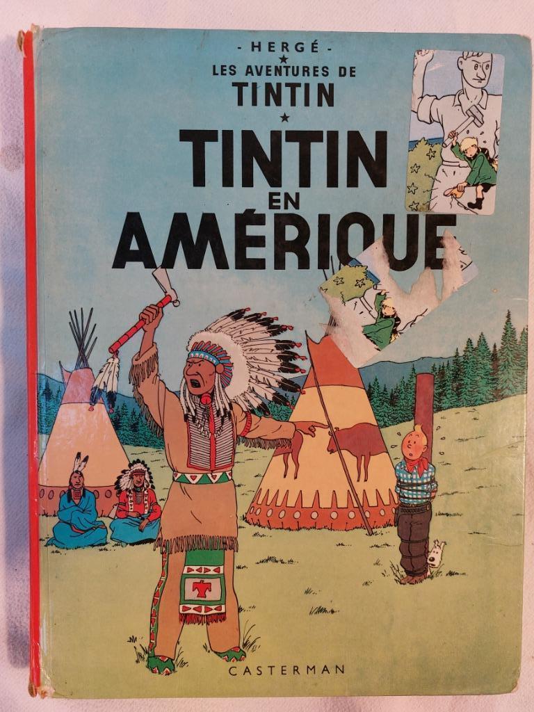 Tintin T.3 Tintin en Amérique - Réédition (1975) - Mauvais é, Livres, Une BD, Enlèvement ou Envoi, Utilisé