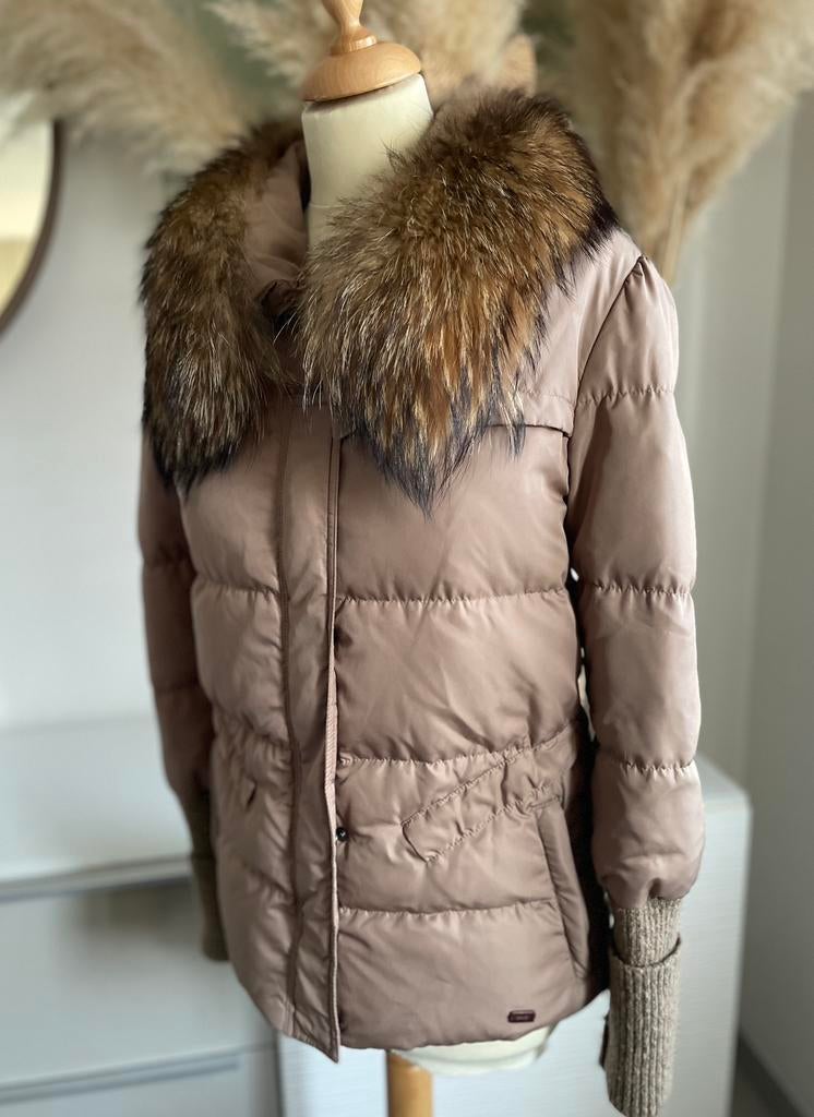 doudoune fourrure manteau brun matelassé Gaudi taille M 42, Enlèvement ou Envoi, Comme neuf, Brun