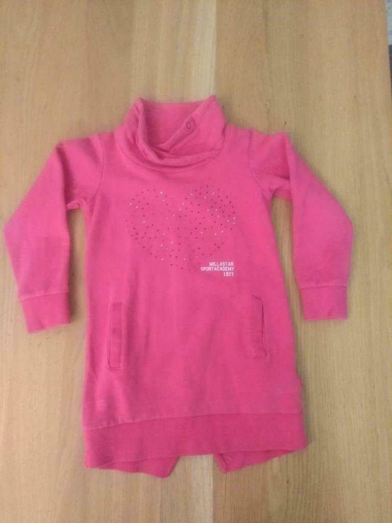 Fuchsia trui / tuniek met hart - JBC Milla Star - maat 110, Ophalen, Gebruikt, Meisje, Trui of Vest