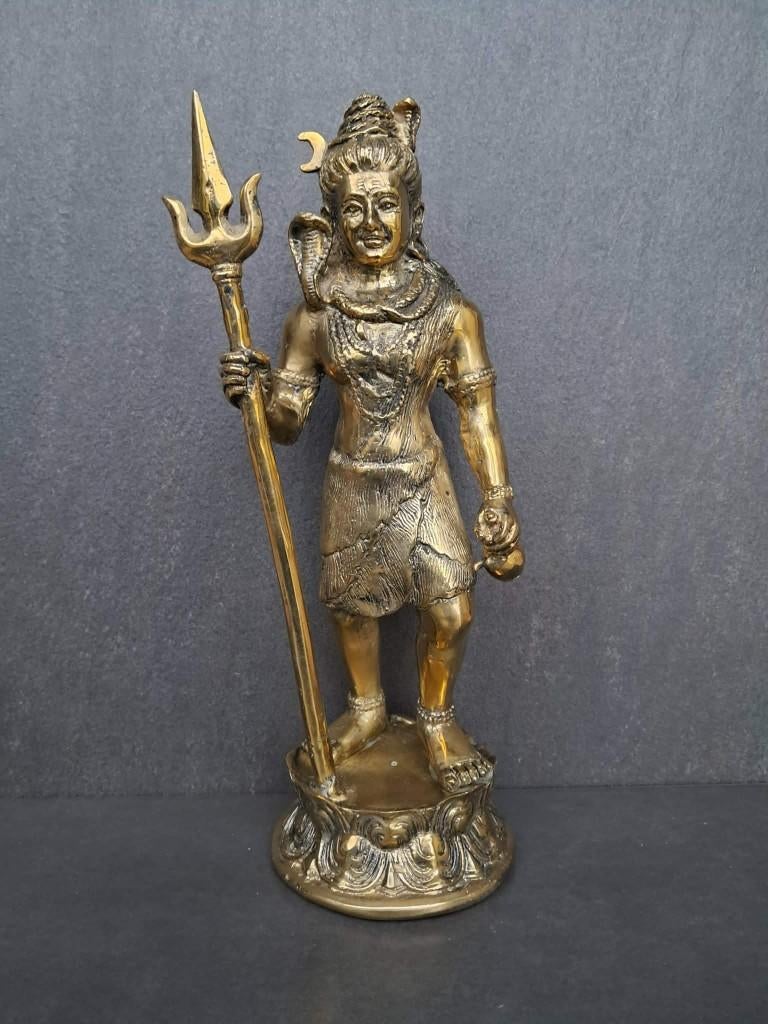 Statue en bronze doré/Shiva trishula /Trimurti/Inde, Enlèvement ou Envoi, Neuf
