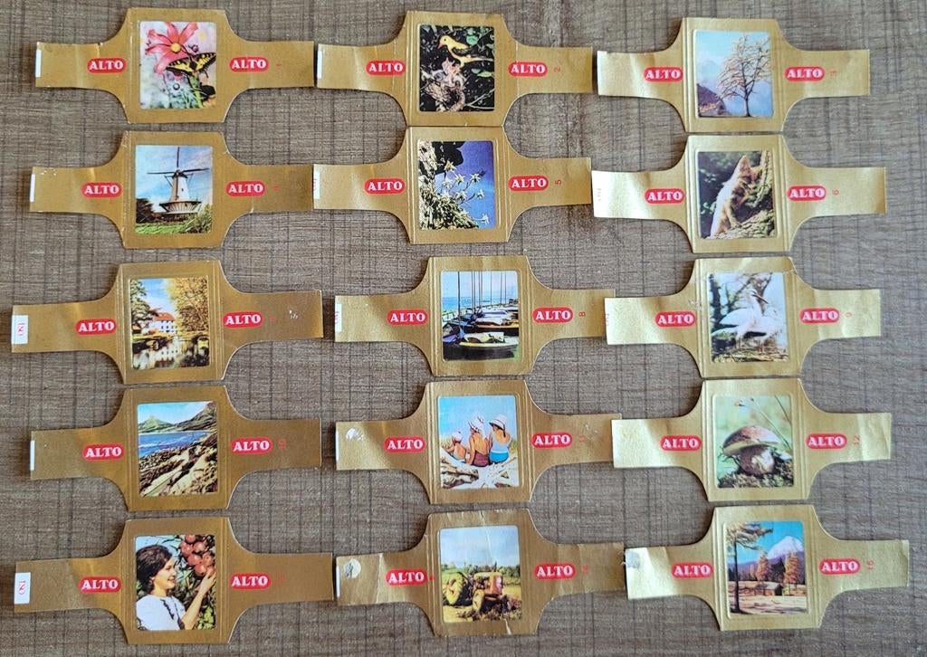 15 oude sigarenbandjes: Jaargetijden-seizoenen, Enlèvement ou Envoi, Utilisé, Bagues de cigare