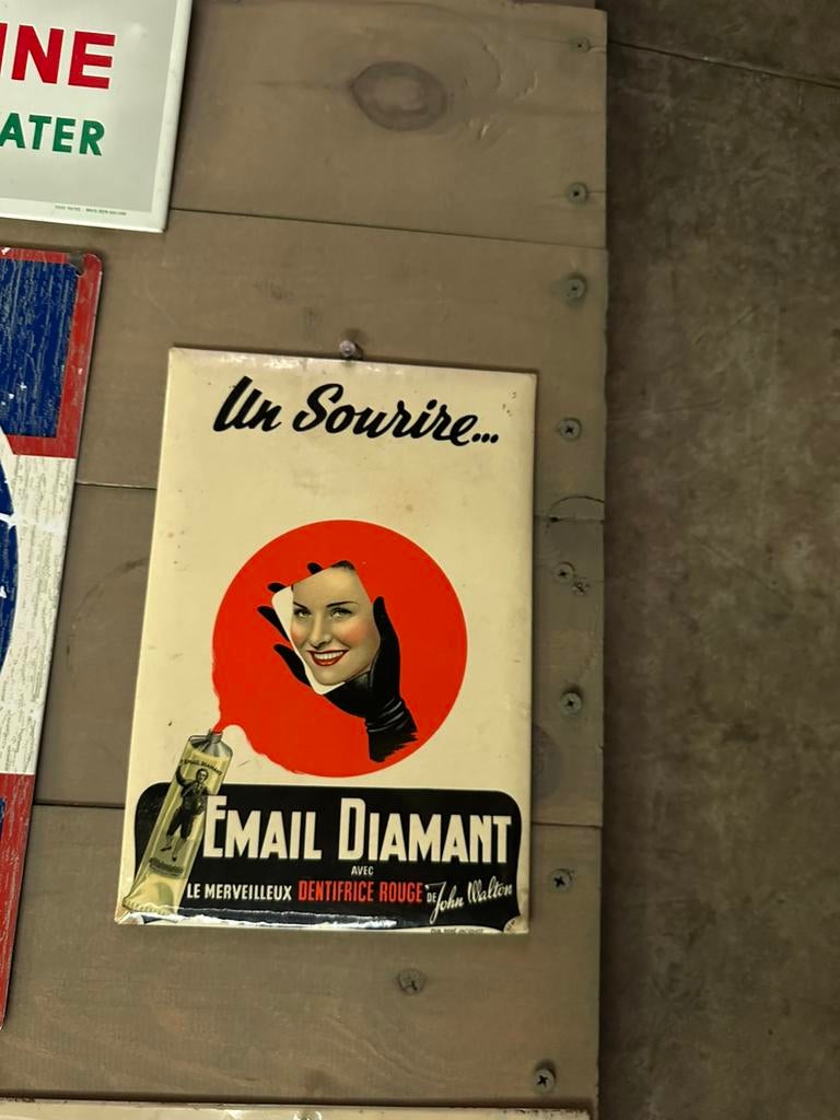 Antieke reclameplaat - DIAMOND EMAIL - „A smile...”, Verzamelen, Ophalen of Verzenden, Zo goed als nieuw