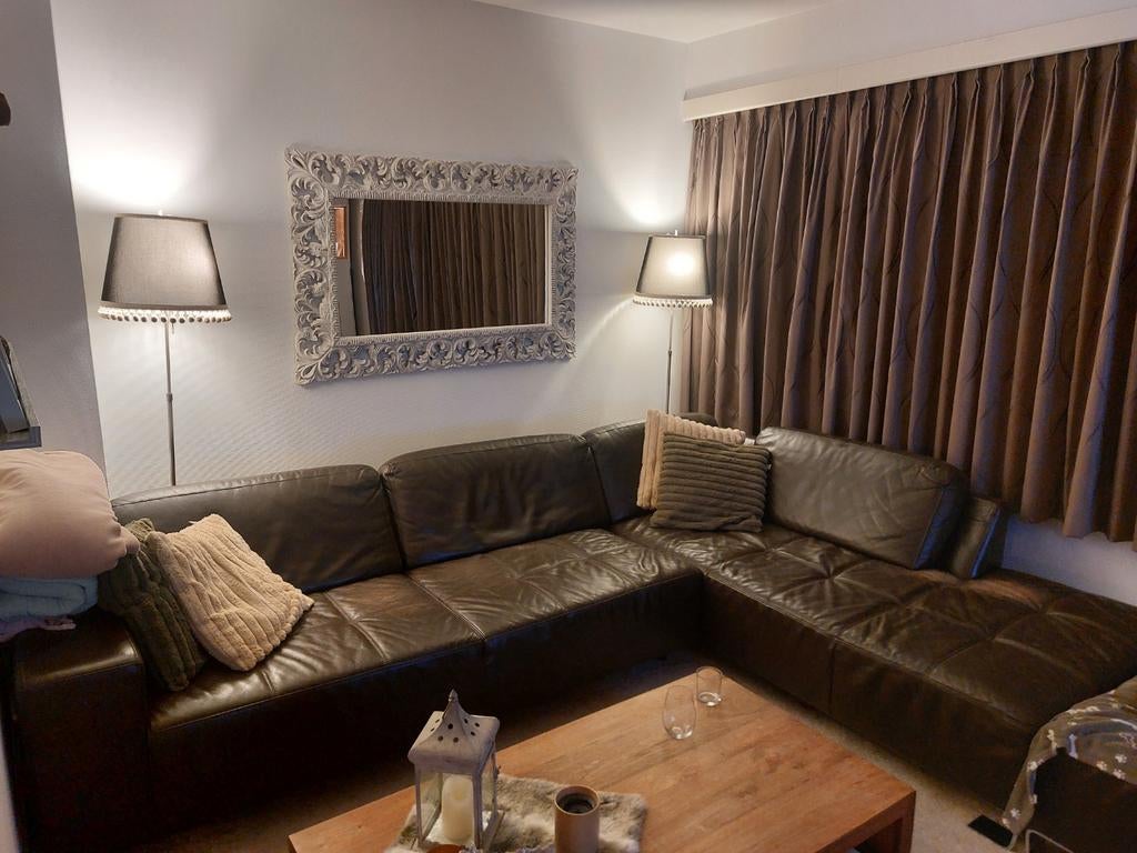 Bruin lederen hoeksalon ( zonder sierkussens), Huis en Inrichting, Zetels | Complete zithoeken, Ophalen