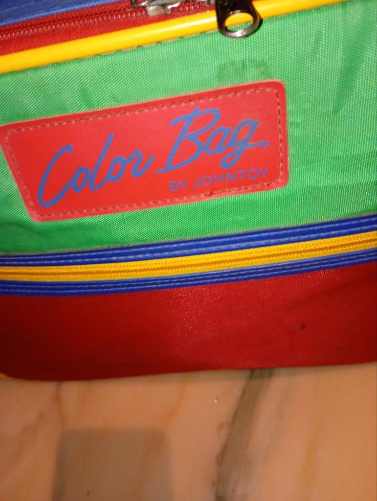 retro color bag nu Johntoy jaren 80/90, Enlèvement ou Envoi, Utilisé, Bleu, Porte-documents ou Cartable