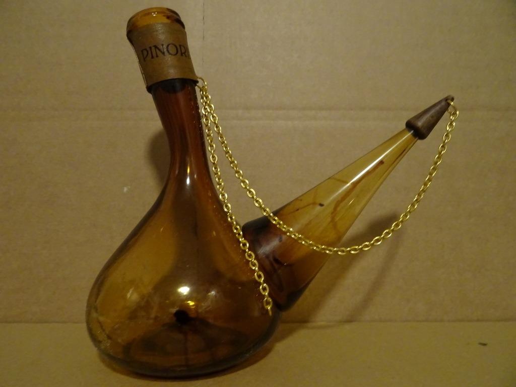 Vintage glazen karaf wijnkaraf decanteerkaraf Pinord 1960, Ophalen of Verzenden