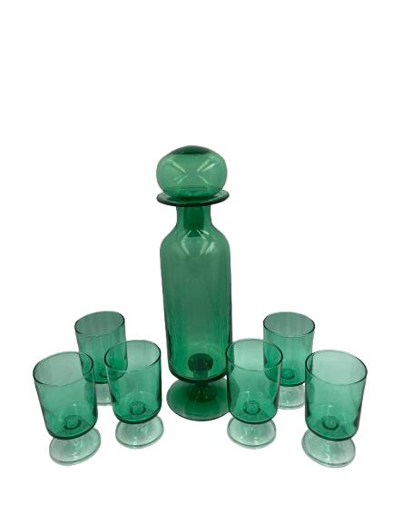 Drankset uit groen glas, Glas of Glazen, -, -, Ophalen of Verzenden