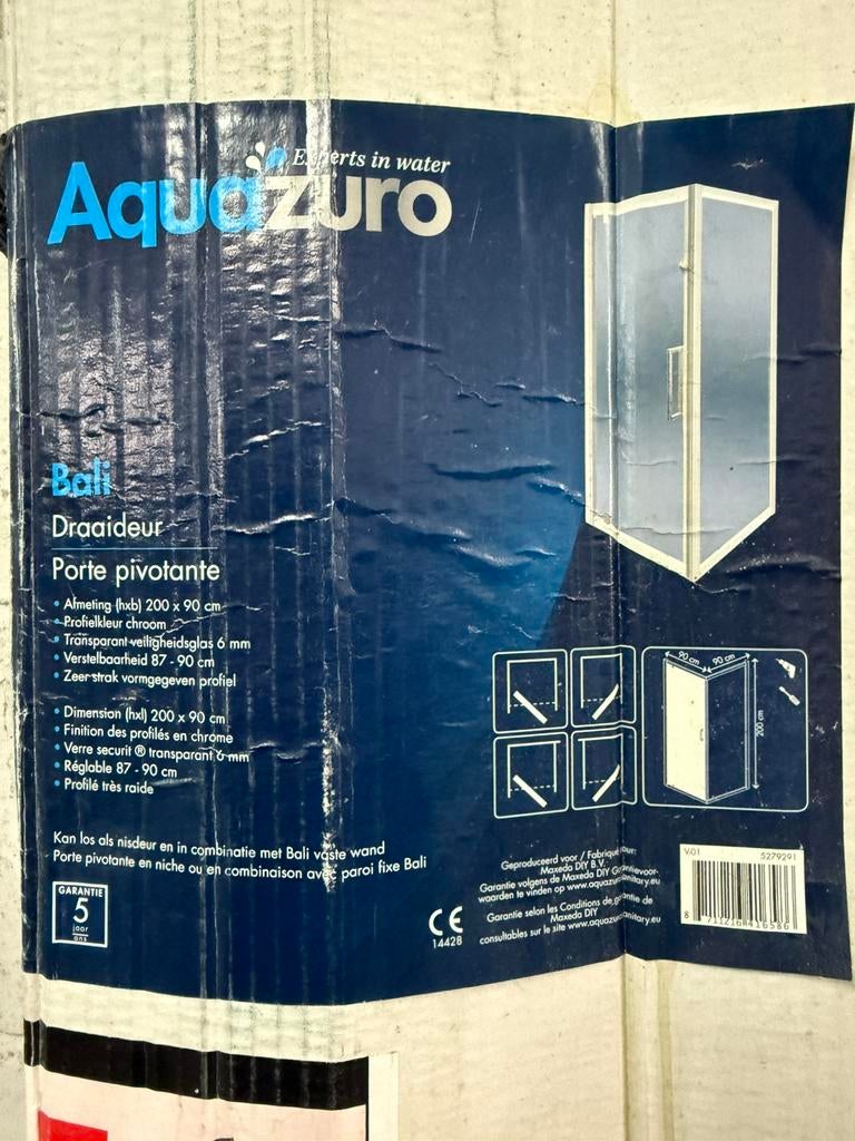 Porte de douche pivotante  – 200 x 90 cm – Neuve, Bricolage & Construction, Enlèvement, Neuf, Douche