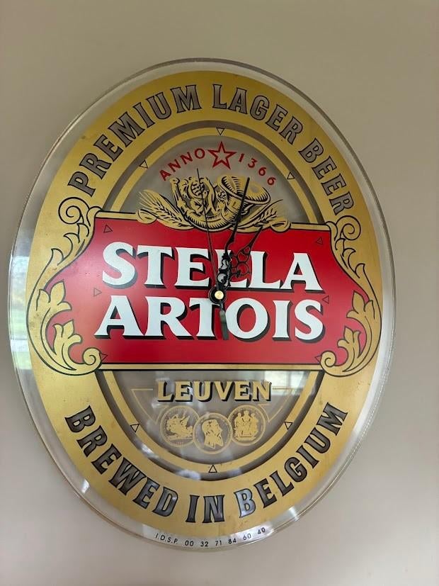 Stella Artois klok, Ophalen of Verzenden, Zo goed als nieuw, Reclamebord, Plaat of Schild, Stella Artois