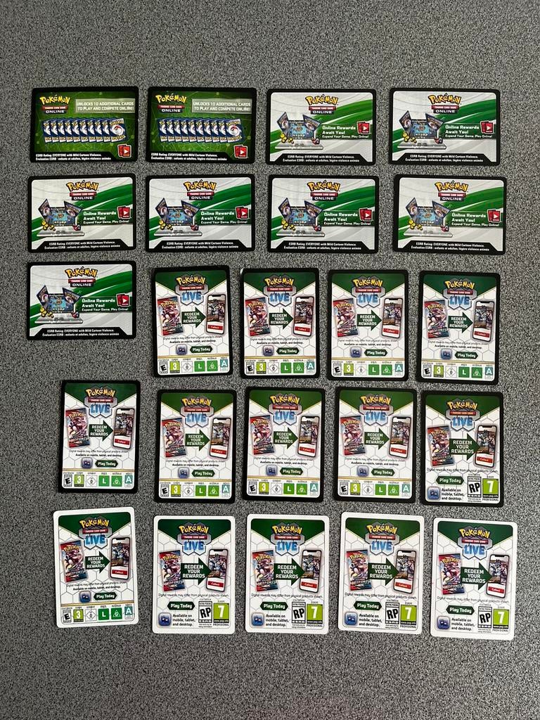 23 code kaarten Pokémon, Hobby en Vrije tijd, Verzamelkaartspellen | Pokémon, Ophalen of Verzenden, Nieuw