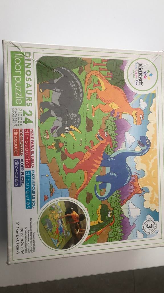 Vloerpuzzel 24 stukken dinosauriërs, Kinderen en Baby's, Speelgoed | Kinderpuzzels, Ophalen of Verzenden, Gebruikt