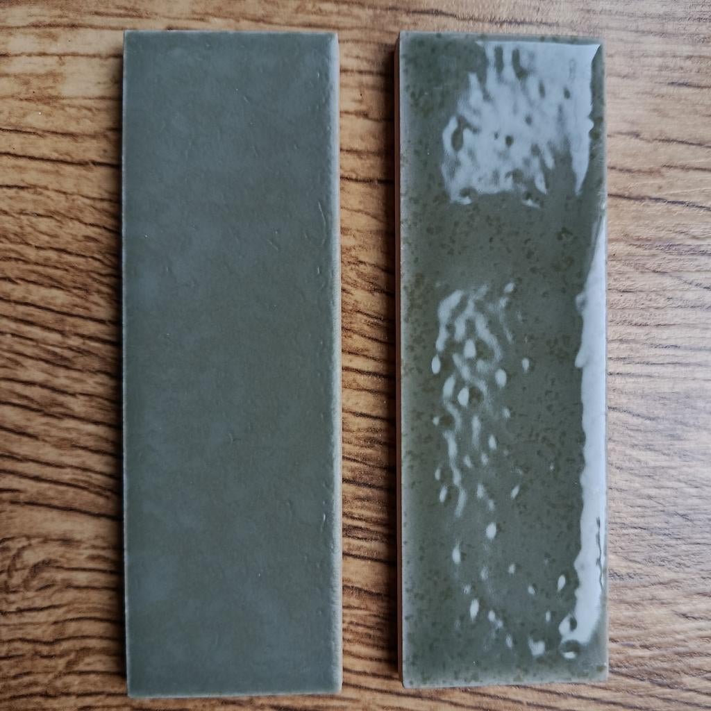 WANDTEGELS MOSGROEN MAT EN BLINKEND 4 x 12,5 CM, Doe-het-zelf en Bouw, Ophalen, Wandtegels