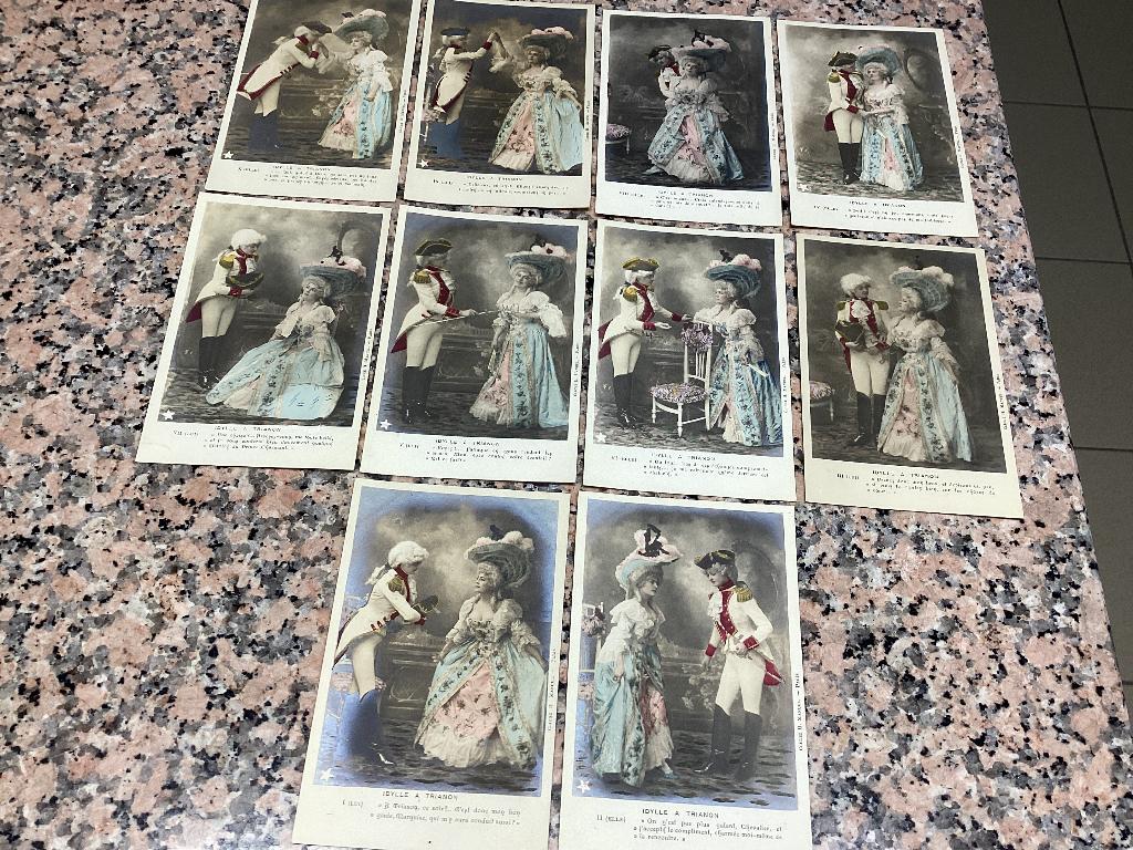 Lot van 10 oude postkaarten IDYLLE A TRIANON, Ophalen of Verzenden, 1920 tot 1940, Ongelopen, Klederdracht