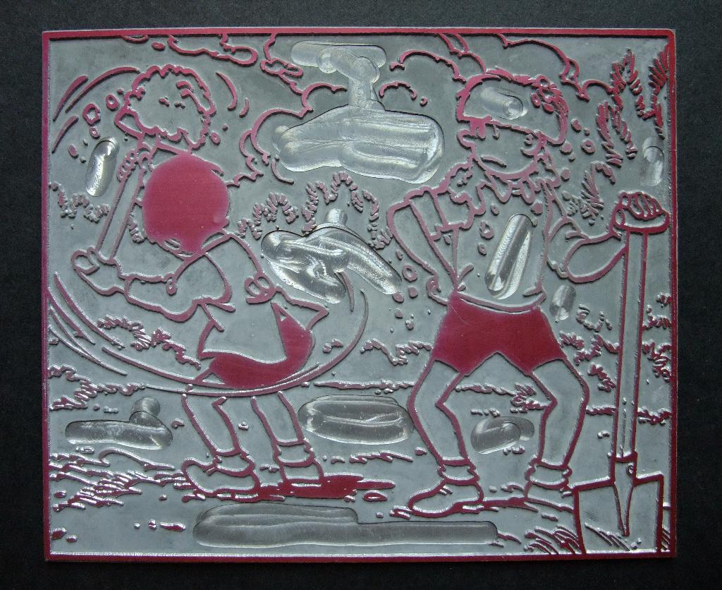 Jommeke: zinken cliché drukplaat - De schat van de zeerover!, Verzamelen, Ophalen of Verzenden, Gebruikt