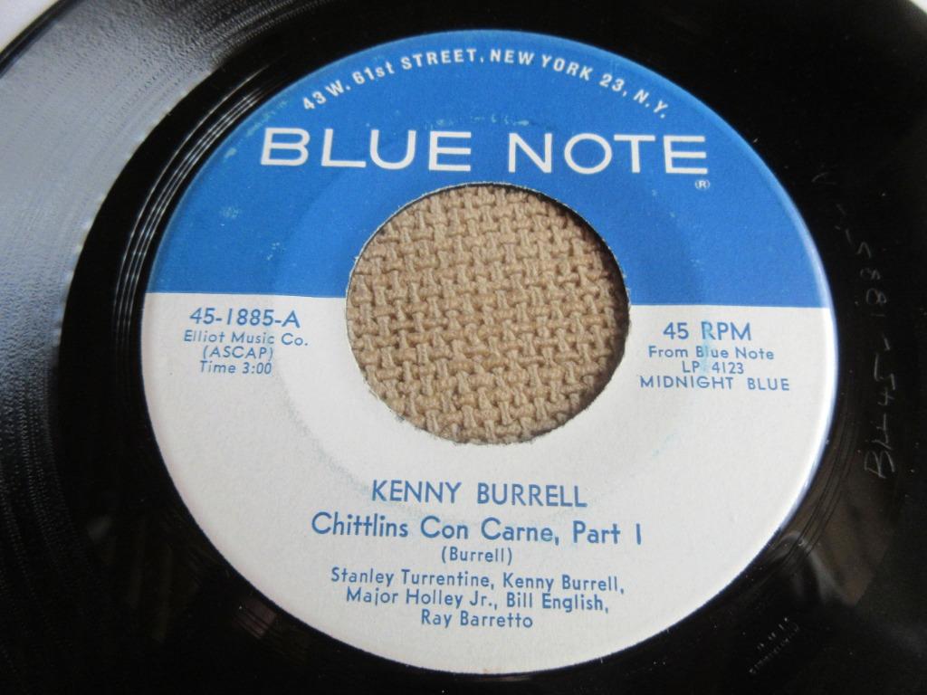Kenny Burrell - Chittlins con carne Pt1 & Pt2 Blue note M-, Enlèvement ou Envoi, Single, Comme neuf, 7 pouces