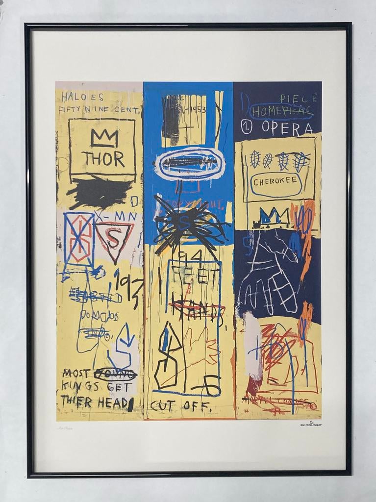 Jean Michel Basquiat: lithografie 50 bij 70 cm ingelijst, Ophalen of Verzenden