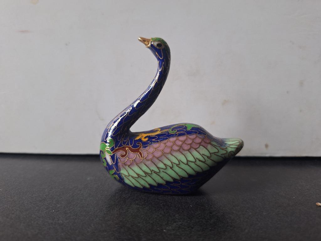 Prachtige Chinese cloisonné zwaan, 1e helft 20e eeuw, Ophalen of Verzenden