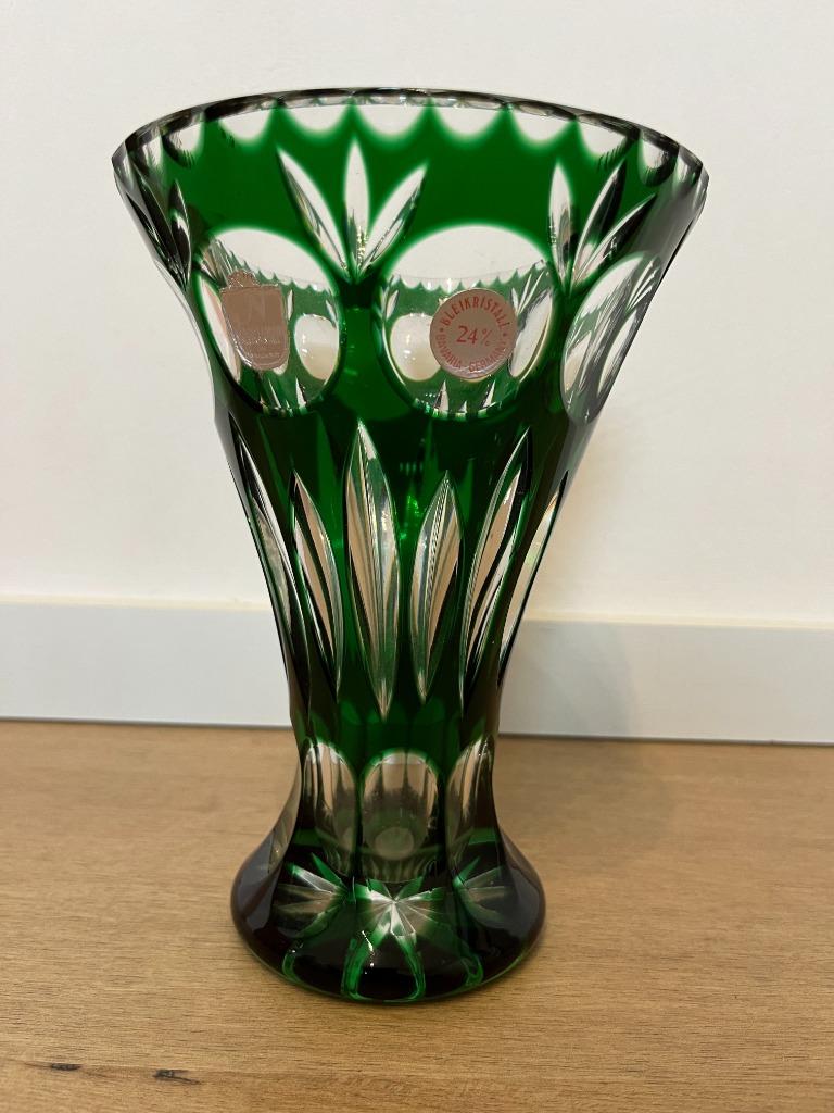 Mooie groene antieke kristallen vaas Nachtmann Bleikristall, Antiek en Kunst, Ophalen