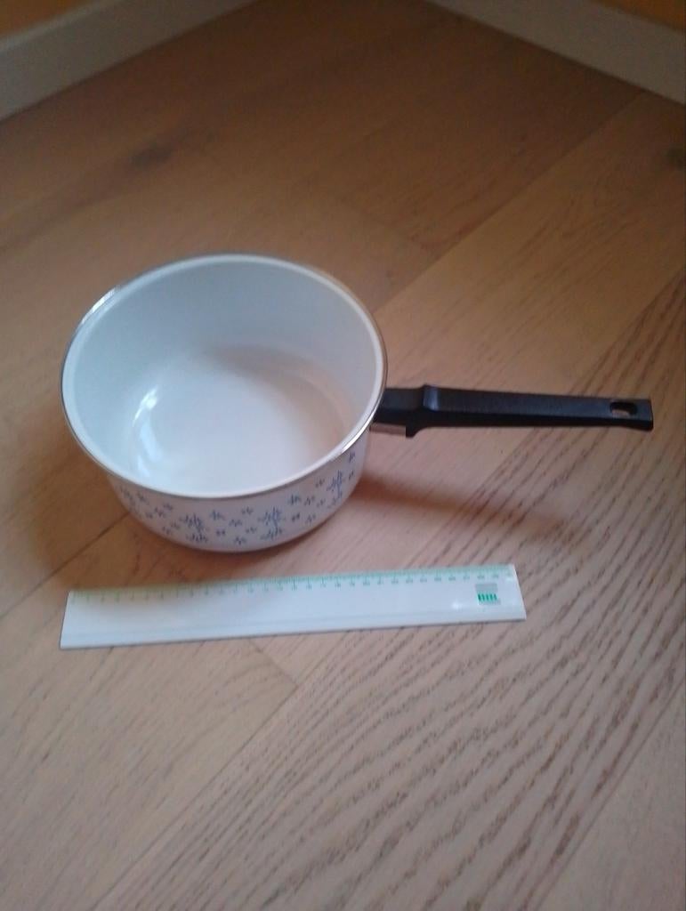 Steelpan emaille 20 Cm - bloemmotief, Ophalen of Verzenden, Zo goed als nieuw