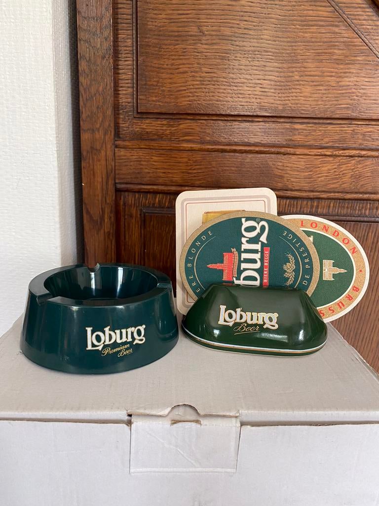 Loburg keramiek bierhouder + asbak, Verzamelen, Biermerken, Zo goed als nieuw