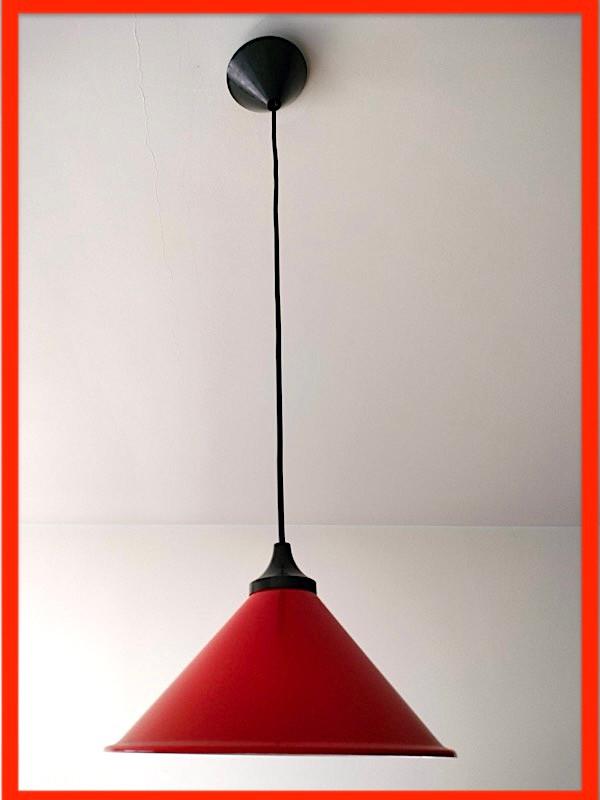 Vintage 80' vintage rode hanglamp met een diameter van 25 cm, Gebruikt, 50 tot 75 cm, Ophalen of Verzenden, Metaal