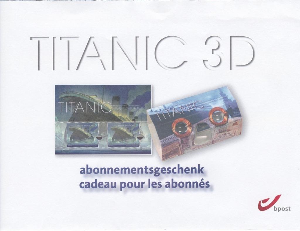 Titanic 3D cadeau pour les abonnés Bpost, Enlèvement, Non oblitéré, Autres thèmes