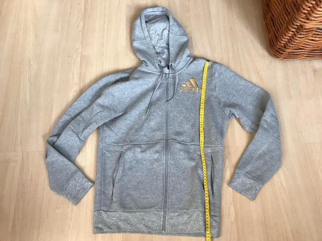 Adidas Grijze Hoodie Gouden Logo, Maat 48/50 (M), Ophalen of Verzenden, Zo goed als nieuw, Adidas