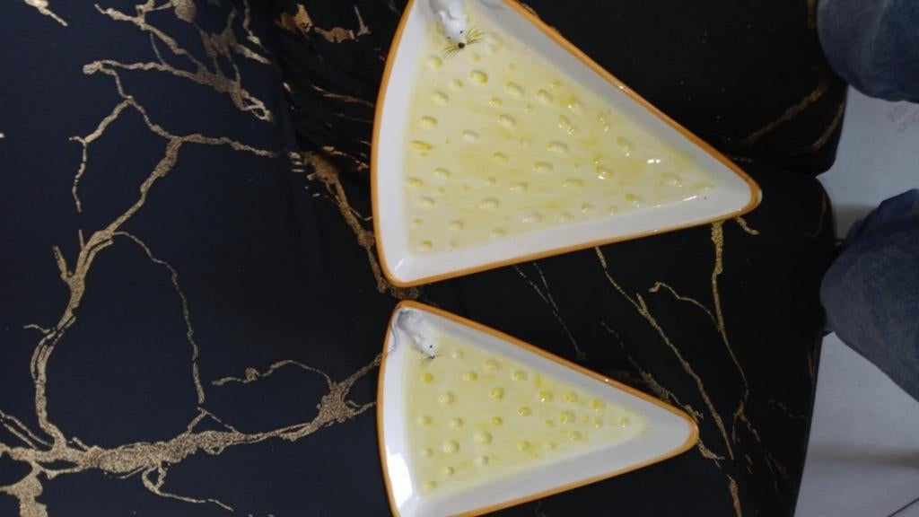 Vintage 5-delige kaasset met kleine muisjes, Verzamelen, Ophalen, Zo goed als nieuw
