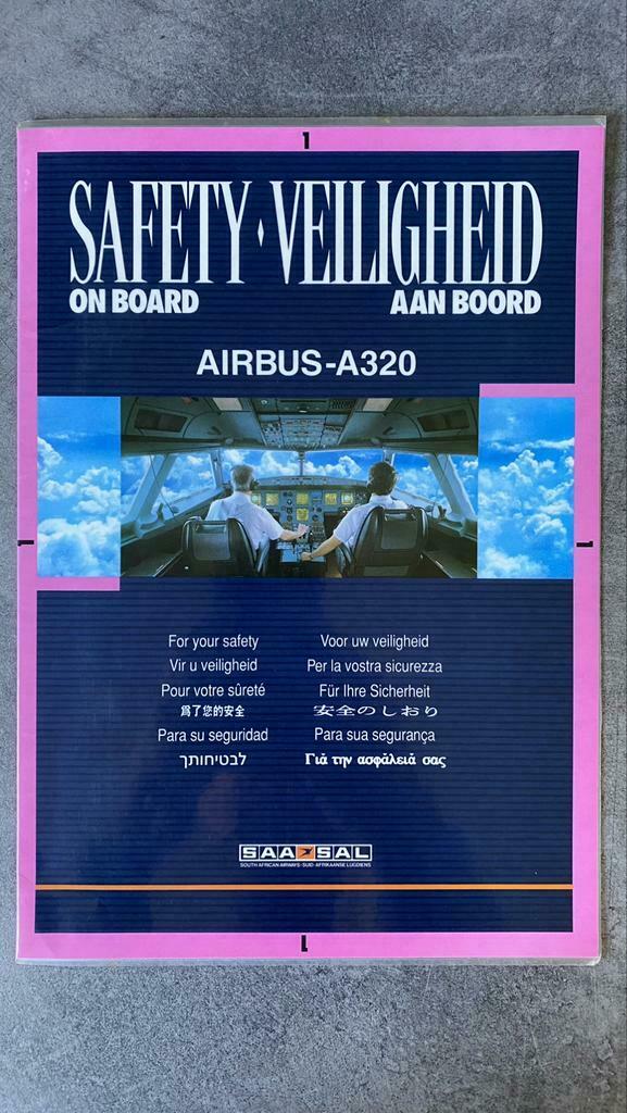 Safety cards South African A320/A340-600/B737-800/B747SP, Enlèvement ou Envoi, Comme neuf, Autres types
