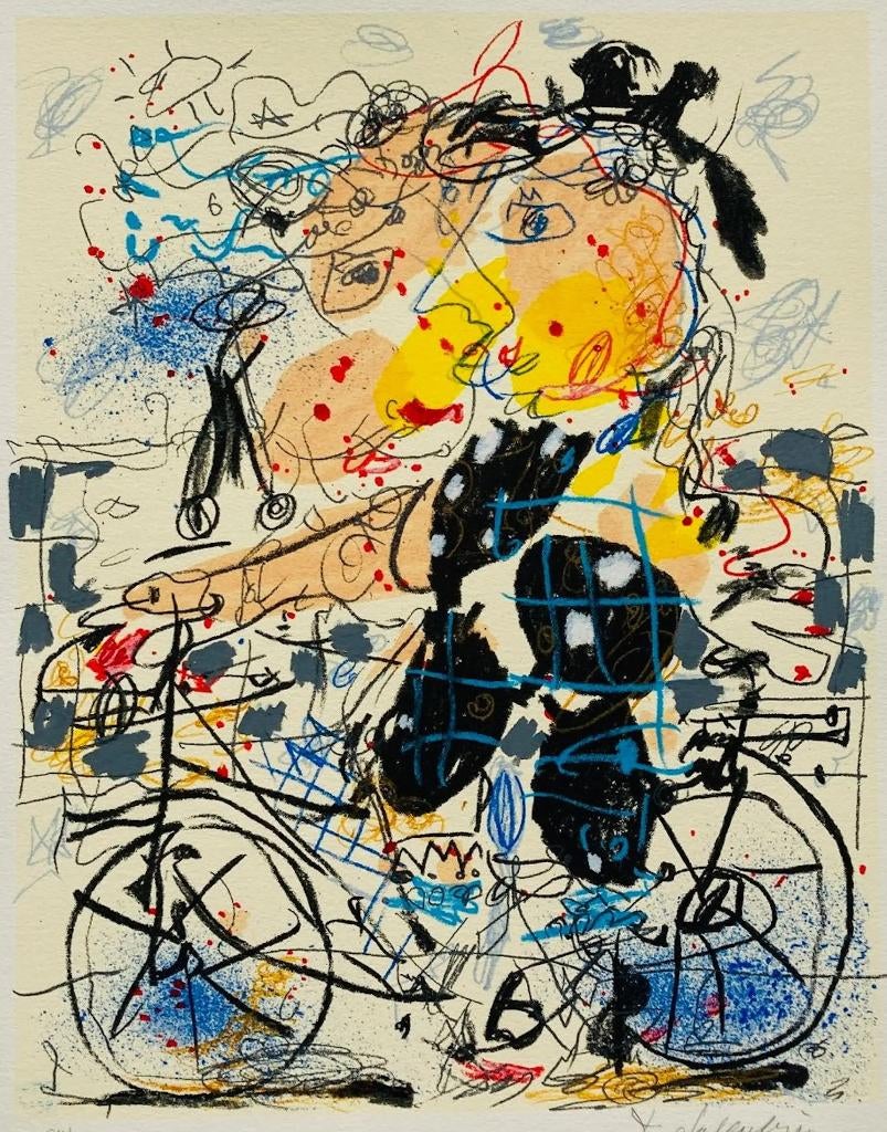 Kees Salentijn zeefdruk 2002 “Spring maar achterop”, Ophalen of Verzenden