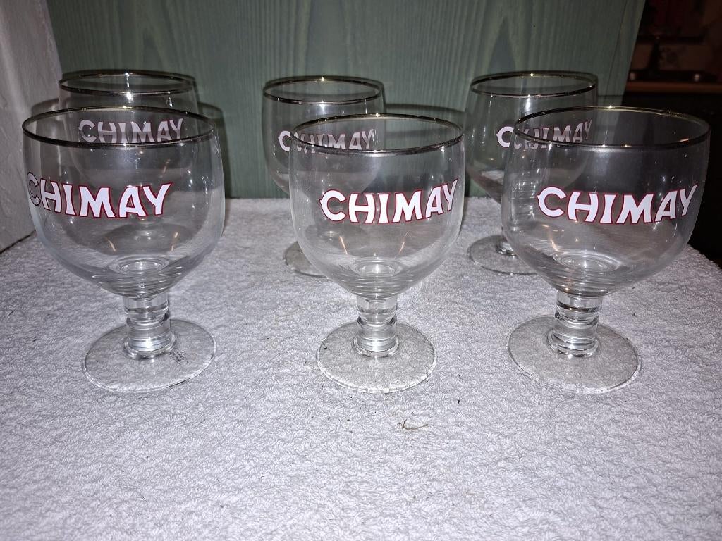 6 kristllen Chimay trappisten glazen, jaren 1980, Ophalen of Verzenden, Nieuw, Glas of Glazen, Overige merken
