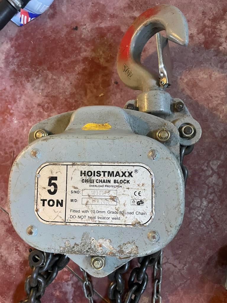 Handtakel 5 ton, Doe-het-zelf en Bouw, Ophalen, Zo goed als nieuw