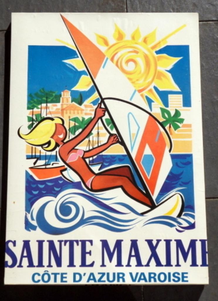 Vintage poster, 1981. Promotie voor St-Maxime. 42*59 cm., Antiek en Kunst, Ophalen