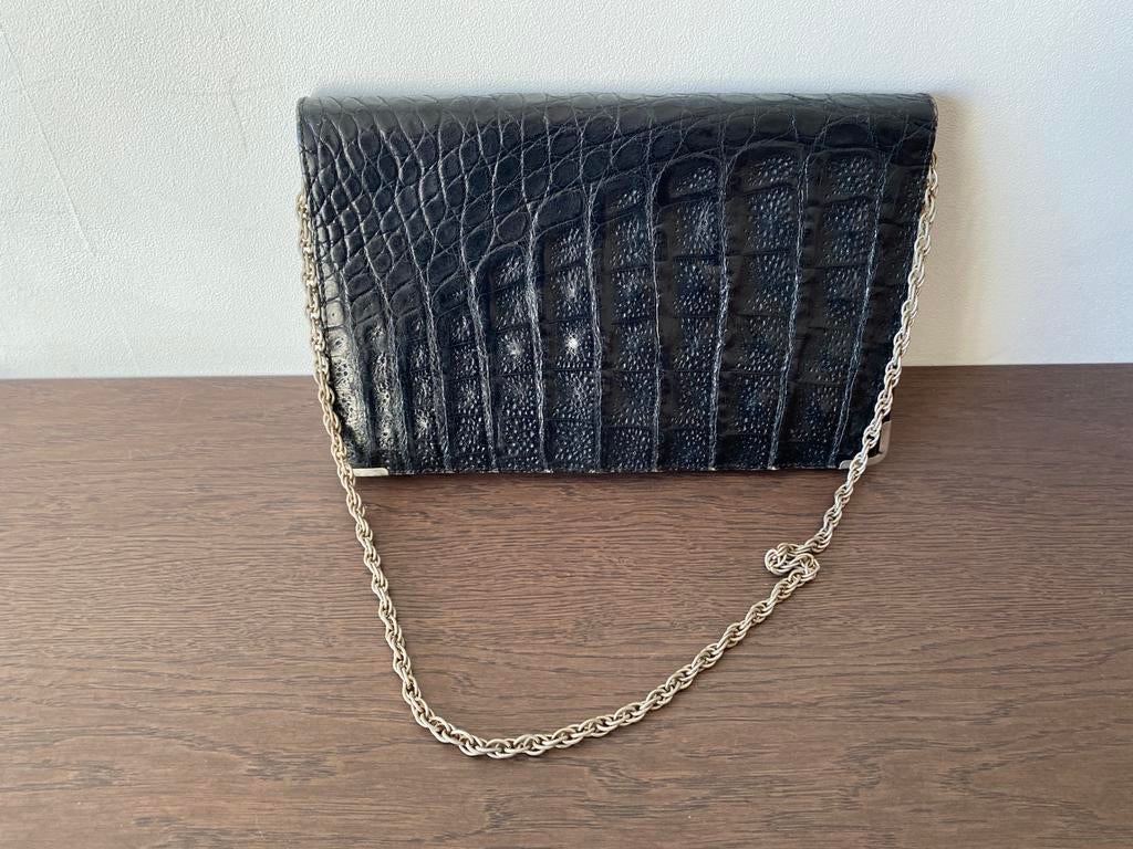 Vintage Handtas met krokodillenleer, Ophalen, Zo goed als nieuw