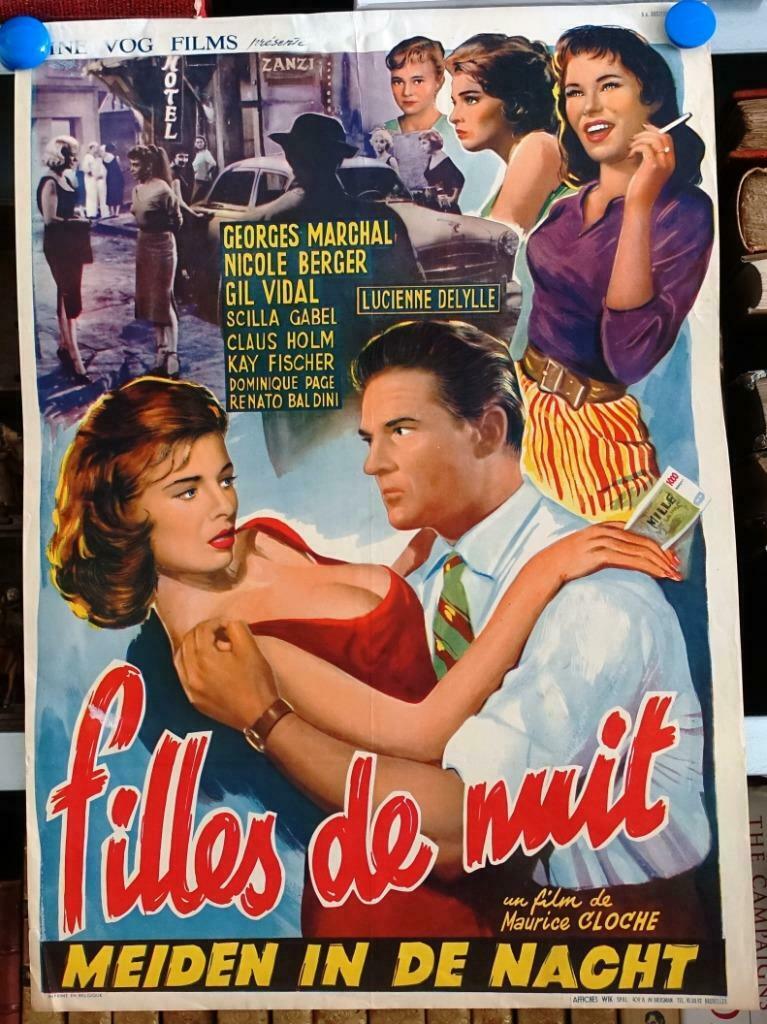 Filmposter Filles de nuit / Meiden in de nacht, Enlèvement ou Envoi, Rectangulaire vertical, A1 jusqu'à A3, Utilisé