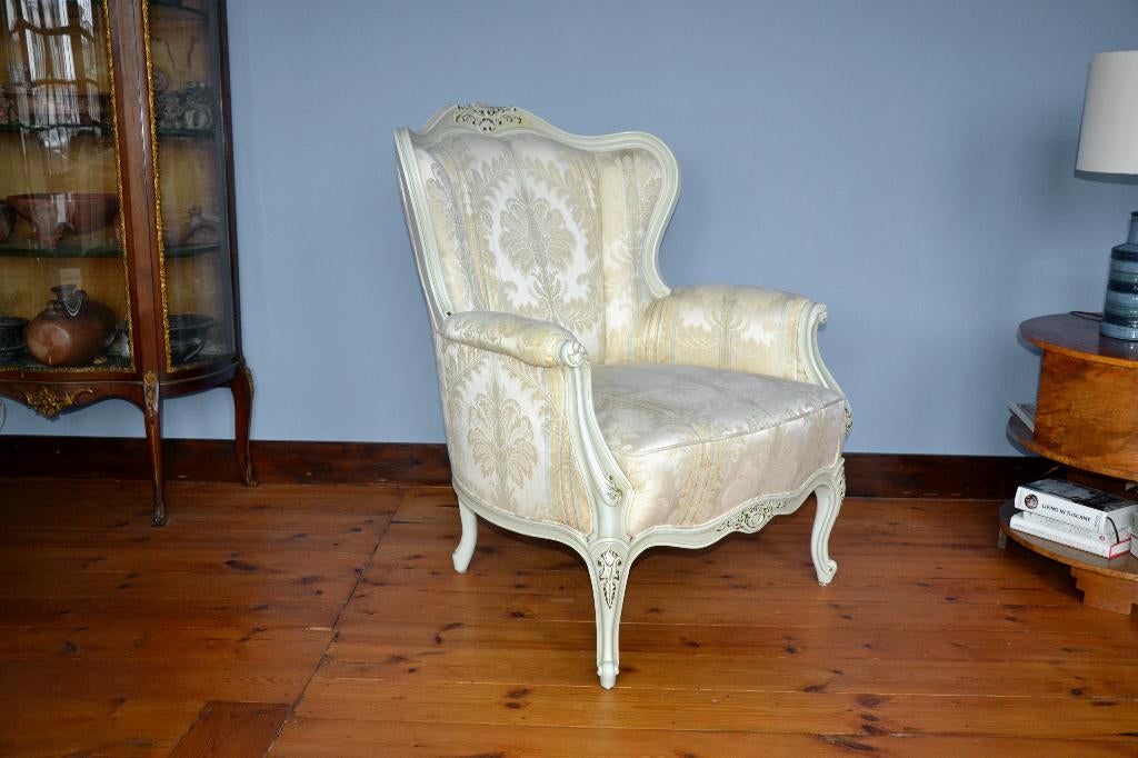 Paire de Fauteuils Style Louis XV, Enlèvement, Utilisé, Tissus, 75 à 100 cm