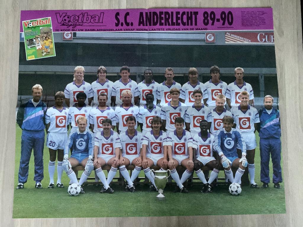 Poster RSC Anderlecht 1989-1990, Verzamelen, Ophalen of Verzenden, Zo goed als nieuw, Poster, Plaatje of Sticker