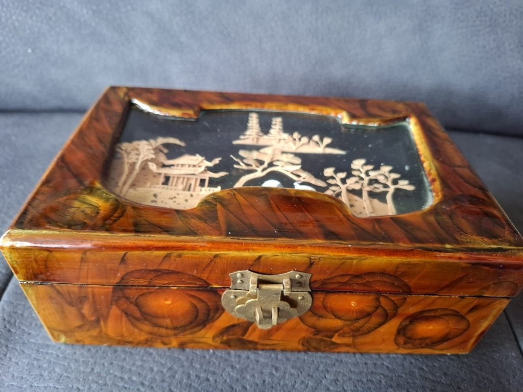 Vintage Houten Sieradendoosje met Oosterse Inleg, Ophalen of Verzenden