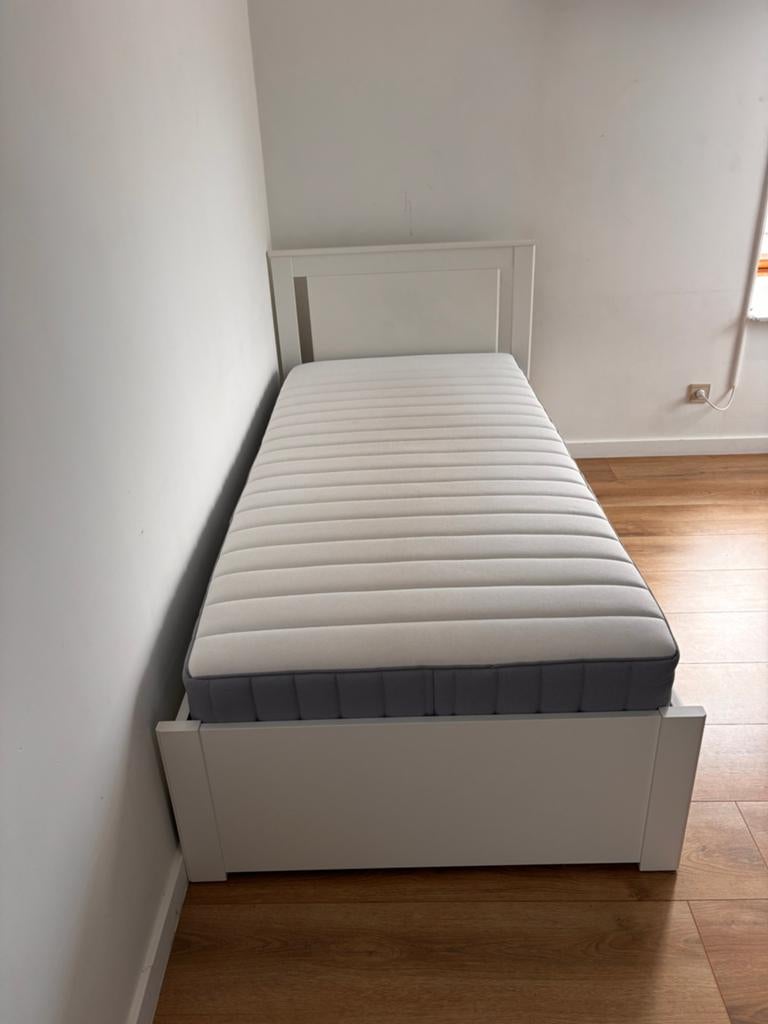Éénpersoonsbed, Maison & Meubles, Chambre à coucher | Lits, Comme neuf, Une personne, 100 cm, 200 cm, Bois, Blanc, Enlèvement