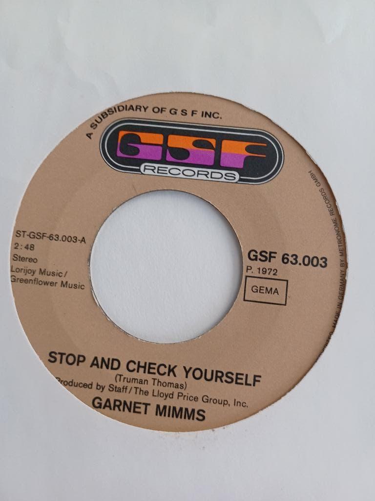 Soul 45: Garnet Mimms – Stop And Check Yourself, Enlèvement ou Envoi, Utilisé, R&B et Soul