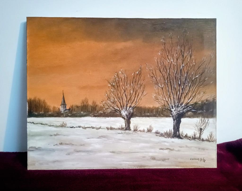 Winterlandschapje 40 x 50 cm - Colson A. - 1983, Antiek en Kunst, Ophalen