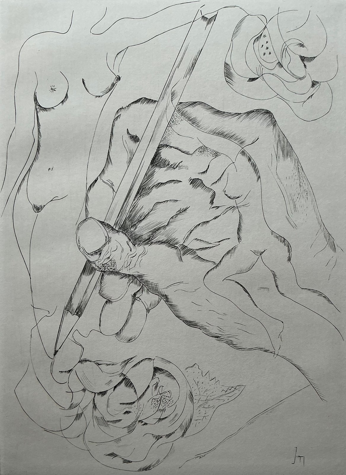 Ets Joris Minne (1897-1988) De tekenaar zijn vrouwenfiguren, Ophalen, Ets