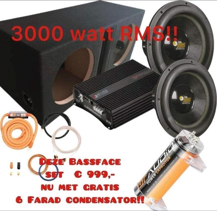 Krachtige Subwoofer Set van Indy S 5200 watt, Auto diversen, Autospeakers