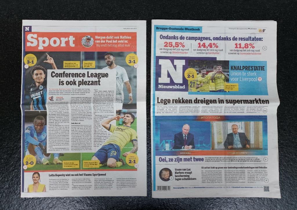 Union Saint-Gilloise - Liverpool FC, Envoi, Comme neuf, Journal
