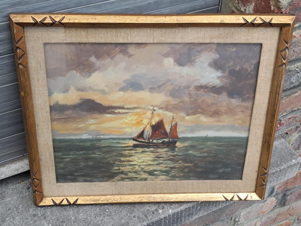 huile sur panneau marine signe love de potter, Antiquités & Art, Art | Peinture | Classique, Enlèvement ou Envoi