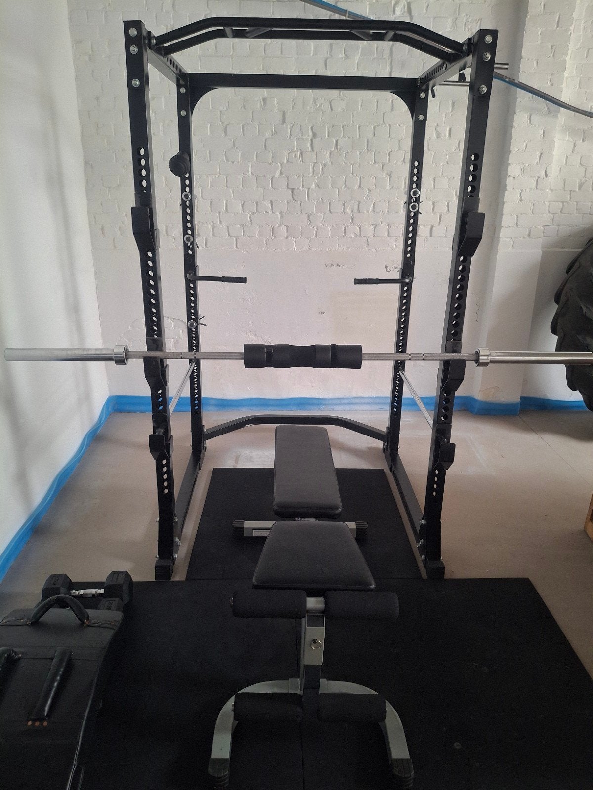HOMEGYM /Squad Rack,Pullup, Bench, Curl, Hexbar, 7m2 tiles.., Sport en Fitness, Ophalen