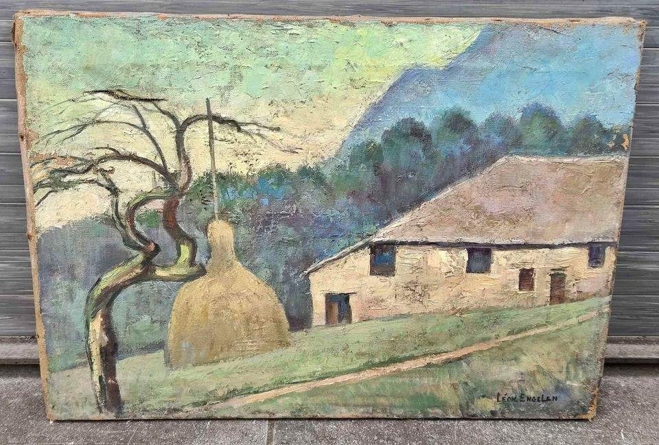 Huile sur toile paysage signe Léon engelen, Enlèvement ou Envoi, Paysage, Toile