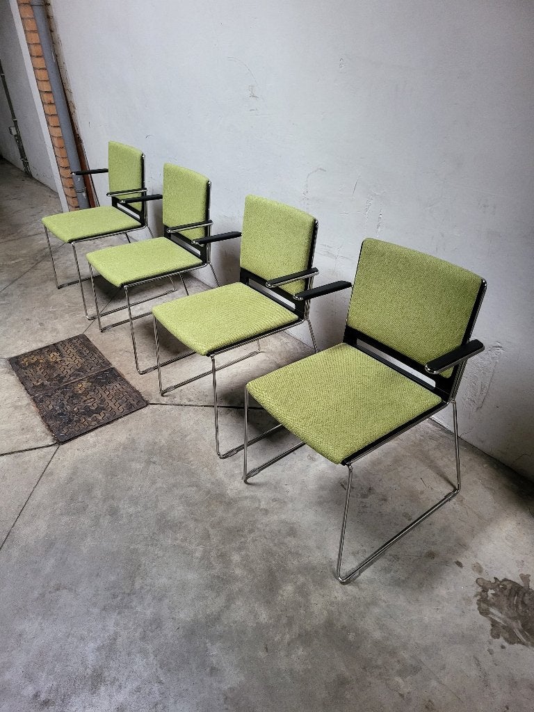 Design Stapelbare Stoelen met armleuning (4 Stuks), Huis en Inrichting, Zwart, Design, Ophalen of Verzenden, Zo goed als nieuw